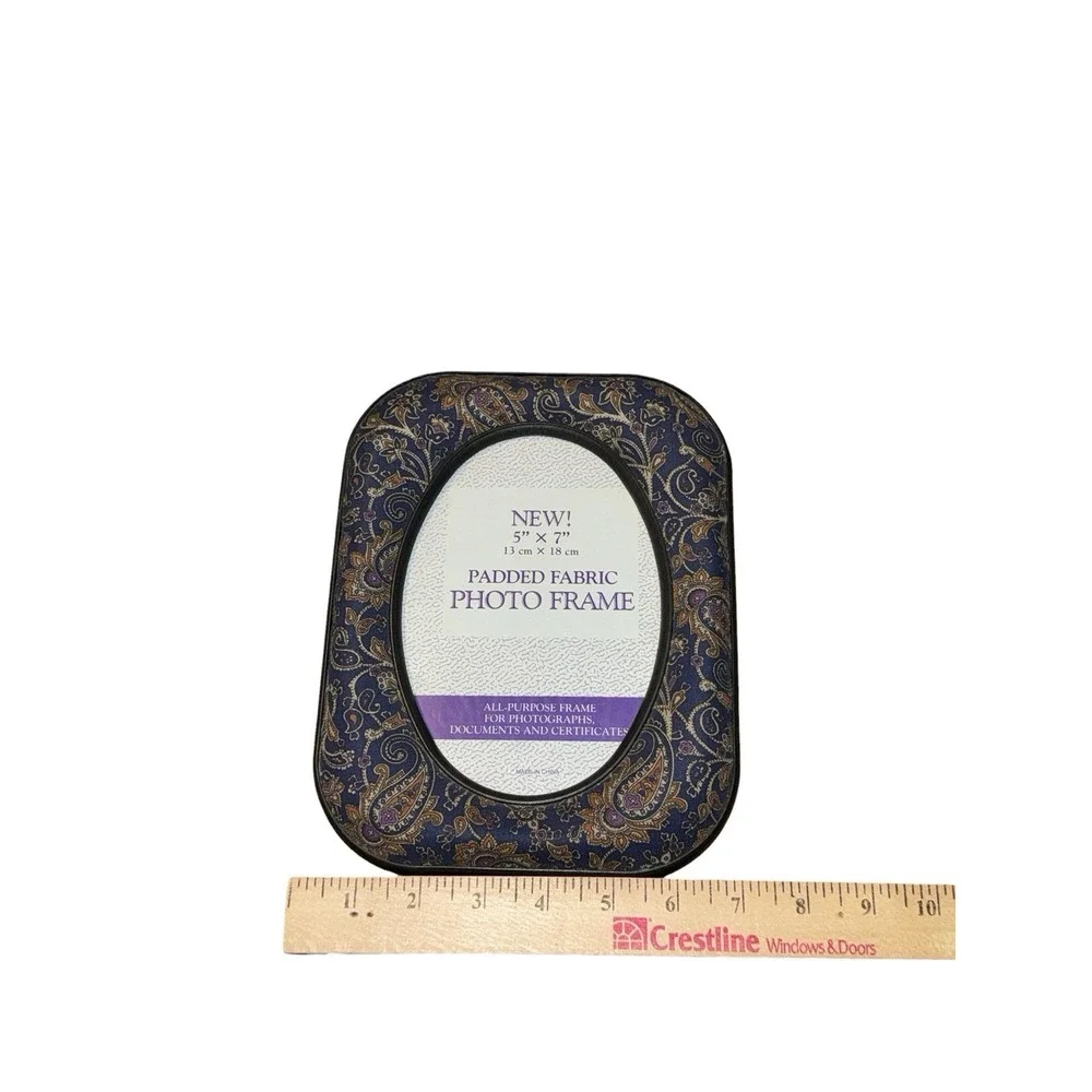 Paisley Padded Fabric Photo Frame 5x7 Oval Opening Multicolor Tabletop Picture